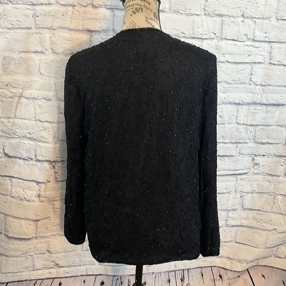 Vintage JMD New York Beaded Evening Jacket 100% Silk Open Front Size Medium - Picture 5 of 9